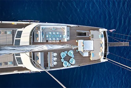 flybridge güverte üstten görünüm 